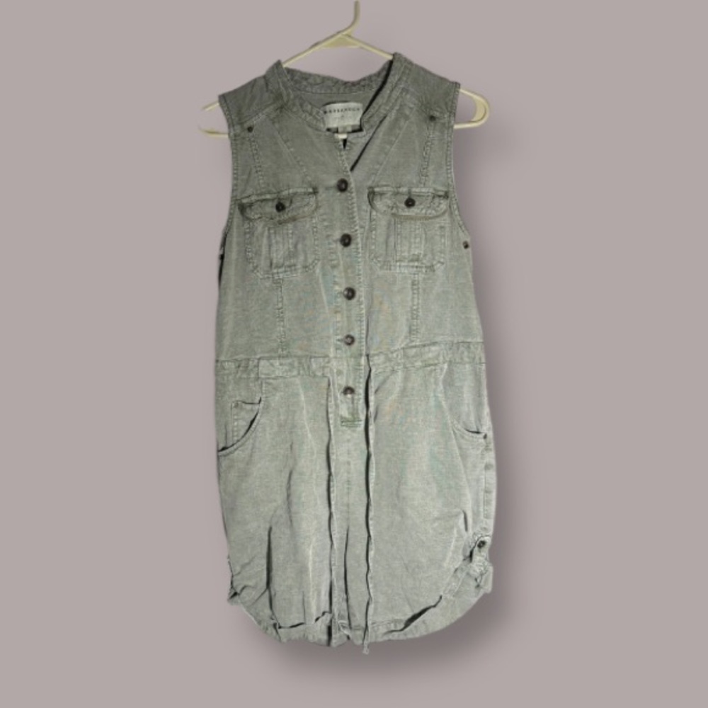 Marrakech Sleeveless Olive Button-Up Romper
